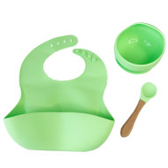 Набор детской посуды Силиконовая тарелка и слюнявчик MGZ-0110(Green) в коробке