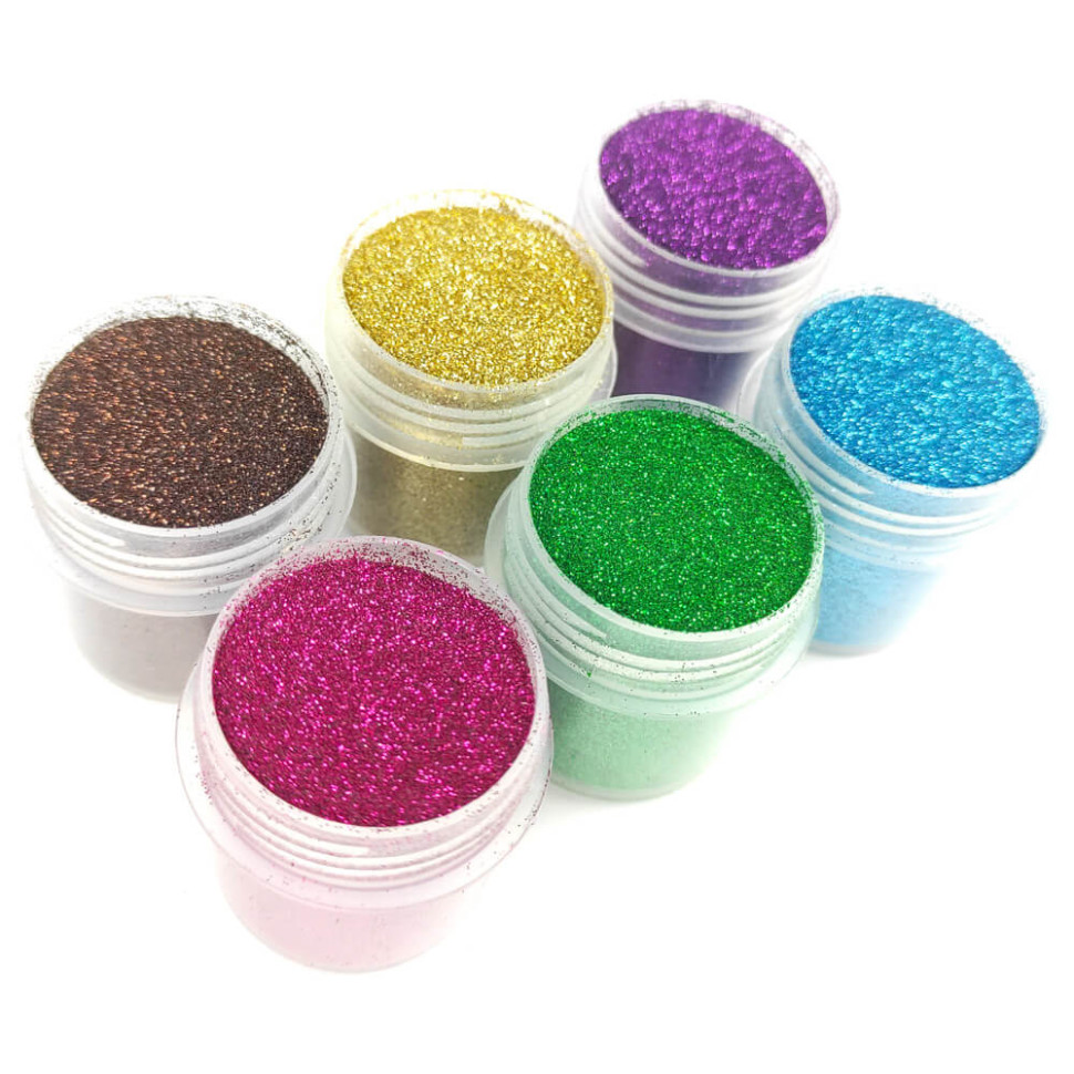 Набір гліттера для біо-тату «№1 Великий» glitter-set-big-6x-2, 6 кольорів по 12 мл - гурт(опт), дропшиппінг 