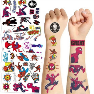 Набор временных татуировок "Человек-паук" Fresh Tattoo Spiderman-tattoo-mini-set-1-10, 10 штук, размер 12 х 7 см