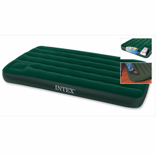 Надувной велюровый матрас 66927 со встроенным ножным насосом
