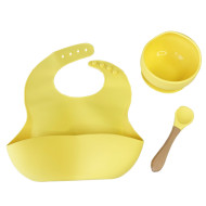 Набір дитячого посуду Силіконова тарілка та слинявчик MGZ-0110(Yellow) у коробці