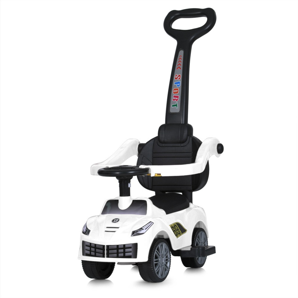 Детская каталка-толокар Racer M 5728L-1 белый, c родительской ручкой опт, дропшиппинг