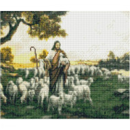 Алмазная мозаика "Пастух со стадом овец" Strateg HX042 30х40 см
