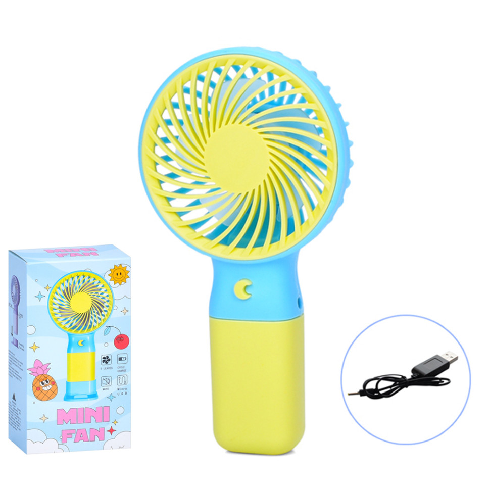 Портативний ручний вентилятор MK 5609(Yellow) з підставкою, 15,5 см, USB - гурт(опт), дропшиппінг