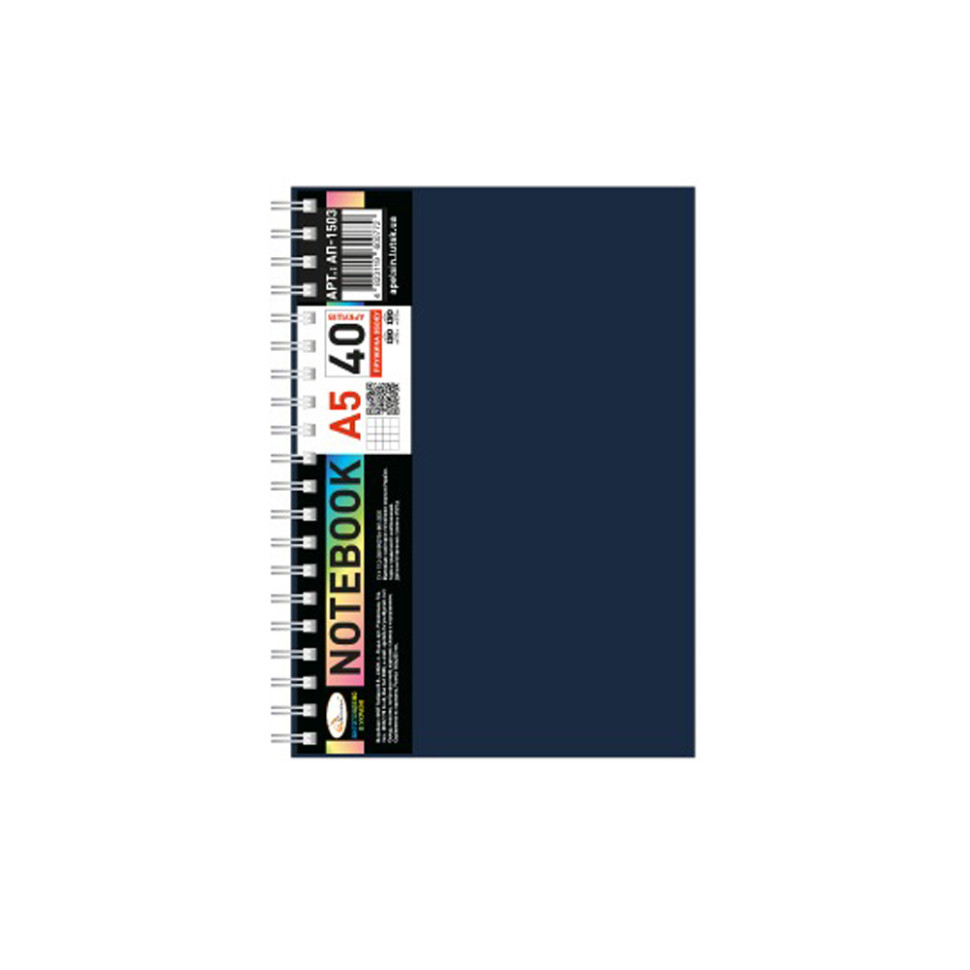 Блокнот А5 АП-1503(Black) 40 листов, пружина сбоку опт, дропшиппинг