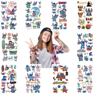 Набор временных татуировок "Лило и Стич № 2" lilo-stich-tattoo-2-1, 10 штук, размер 12 х 7 см