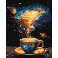 Картина по номерам "Космическое чаепитие" KHO5124 с красками металлик 40х50см