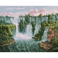Картина по номерам "Живописный водопад" ©Сергей Лобач Идейка KHO2878 40х50 см