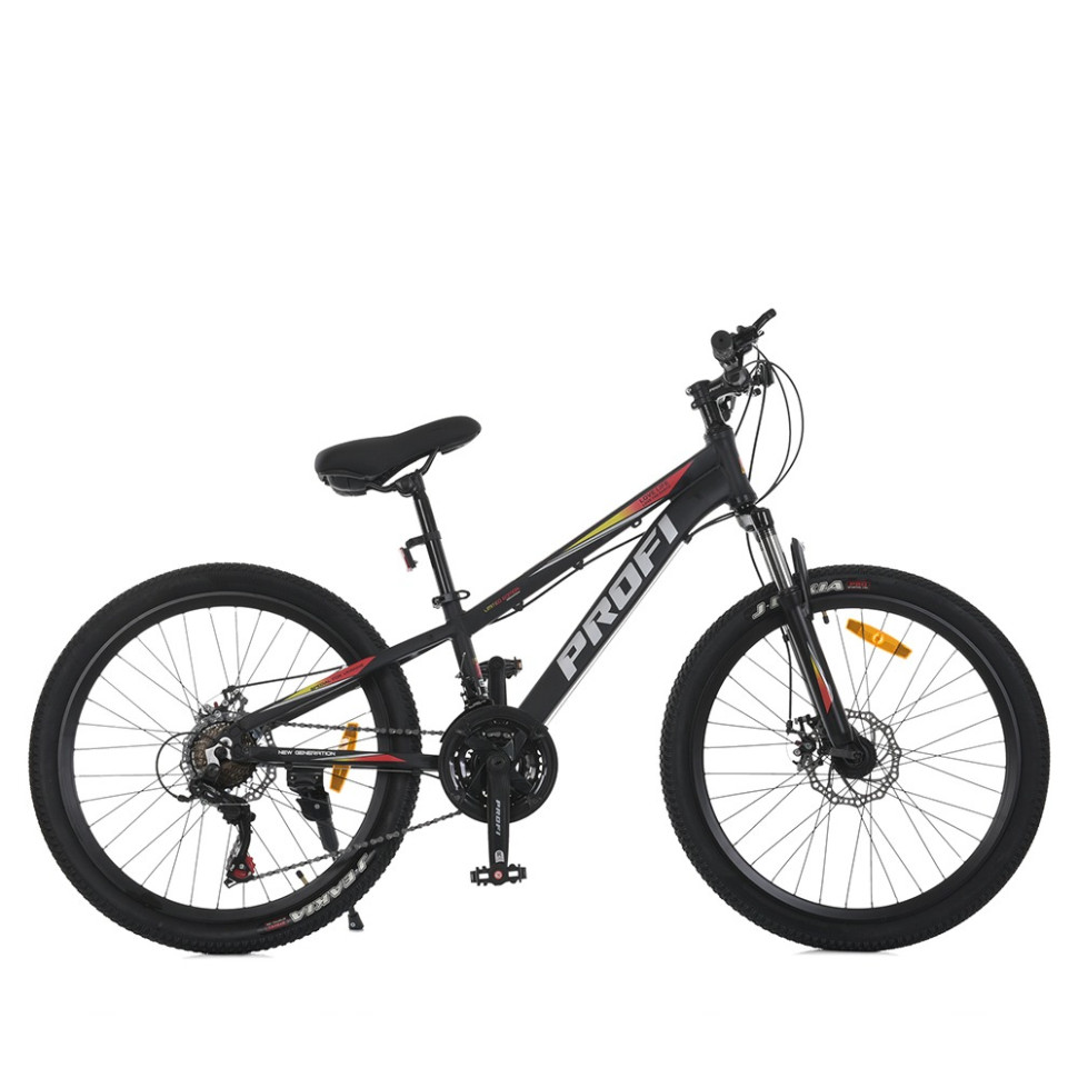 Велосипед MTB2401-2, 24 дюймів, алюмінієва рама 11 Shimano 21SP чорний - гурт(опт), дропшиппінг 