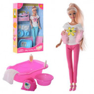 Кукла типа Барби с детками DEFA 8213 ванночка в комплекте