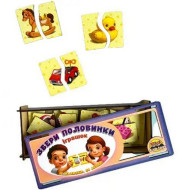 Настольная развивающая игра-пазл "Игрушки" Ubumblebees (ПСФ070) PSF070, 12 картинок-половинок