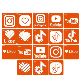 Набор трафаретов для био-тату "Социальные сети" Fresh Tattoo social-5х5-18