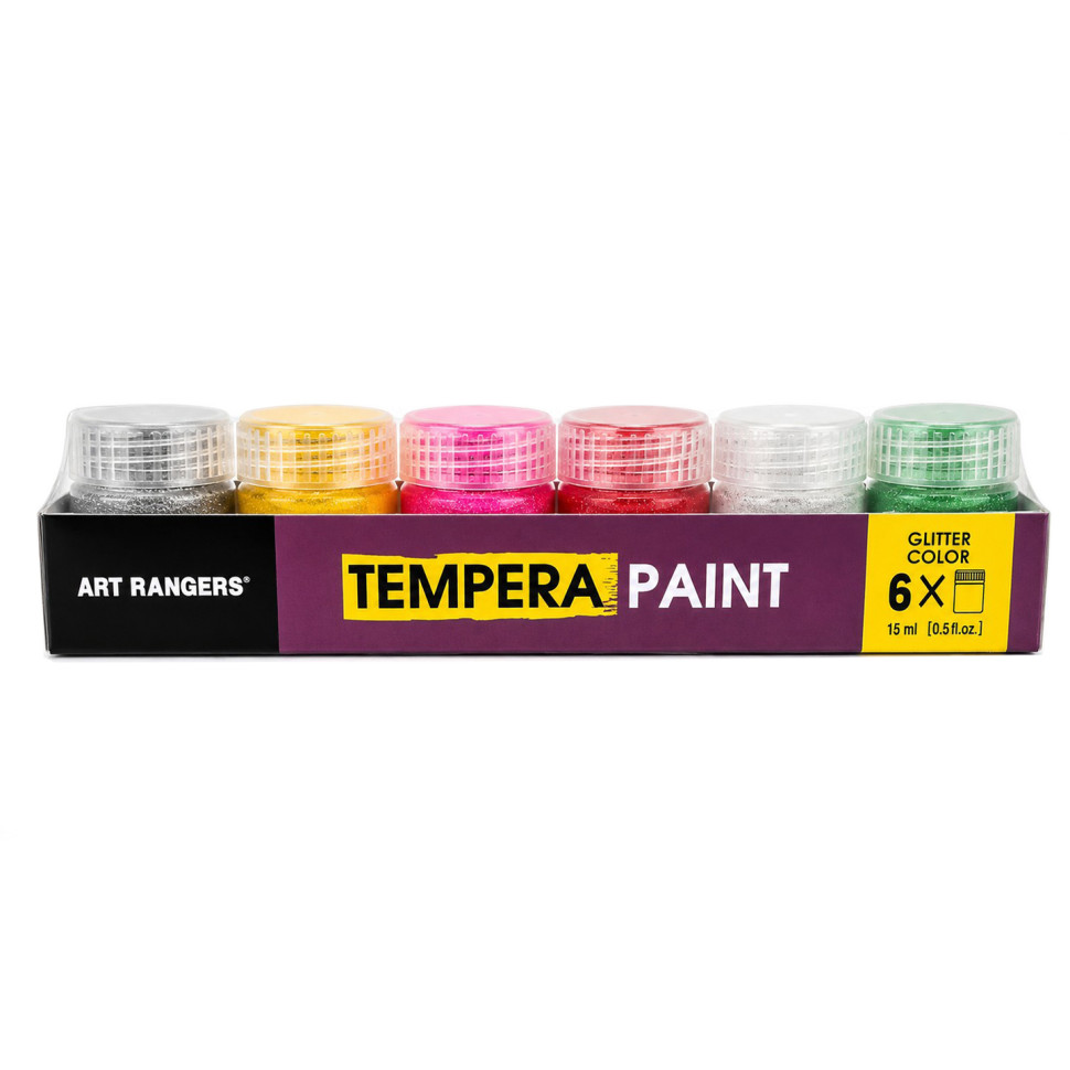 Набор красок TEMPERA Glitter Art Rangers PT24.06015.A водорастворимые, 6 цветов, 15 мл опт, дропшиппинг