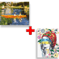 Набор картин по номерам 2 в 1 Идейка "Катание на лодке по Сене" 40х50 KHO2577 и "Украинские краски" 30х40 KHO4987