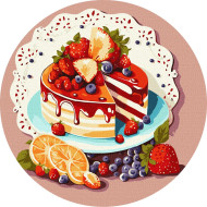 Картина по номерам "Фруктовый десерт" KHO-R1030 диаметр 33 см 