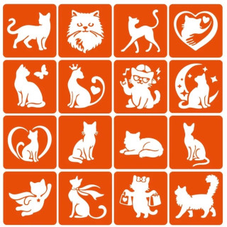 Набор трафаретов для био-тату "Котики" Fresh Tattoo cats-6x6-16