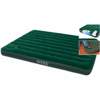 Надувной велюровый матрац 66929 со встроенным ножным насосом