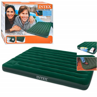 Надувной велюровый матрац 66929 со встроенным ножным насосом