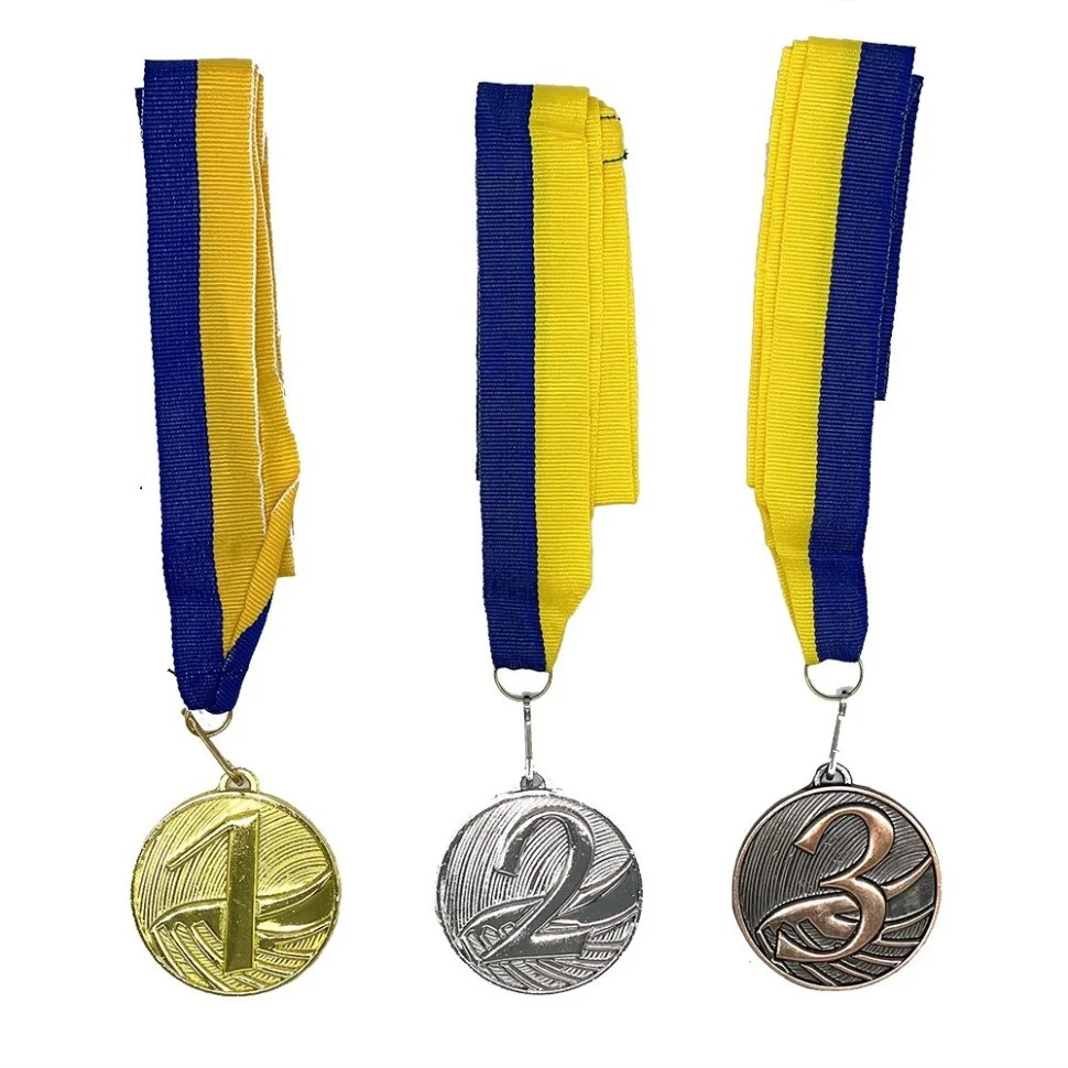 Набір(комплект) медалей № 1 NE-LG-M123, 1, 2, 3 місце зі стрічками - гурт(опт), дропшиппінг 