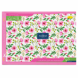 Альбом для рисования "Lovely Floral Pattern" АП-0305-15, 40 листов, скоба с перфорацией, А4