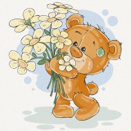 Картина по номерам. Art Craft "Медвежонок с цветами" 30х30 см 15529-AC