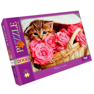 УЦЕНКА!!! Пазл классический "Котик в розах" Danko Toys C2000-01-05-UC 2000 элементов