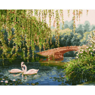 Картина по номерам "Лебеди на озере" ©Сергей Лобач Идейка KHO4359 40х50 см