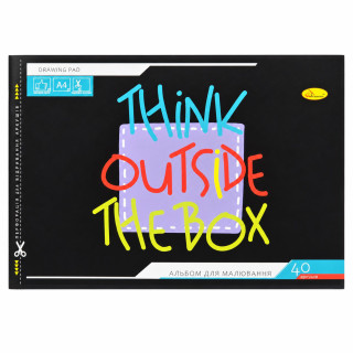 Альбом для рисования "Think outside the box" АП-0305-17, 40 листов, скоба с перфорацией, А4