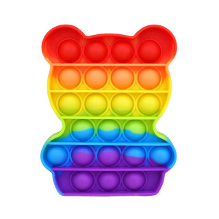 Антистресс-игрушка Мишка SL10 POP IT радужный, 12х9,5х1,3 см