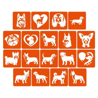 Набор трафаретов для био-тату "Собаки" Fresh Tattoo dogs-5x5-18