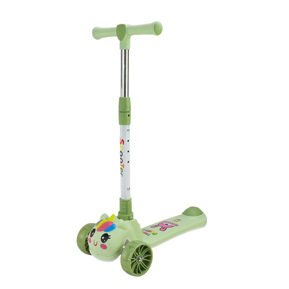 Детский самокат 3-х колесный SC2619(Green) колеса PU, с музыкой и светом опт, дропшиппинг