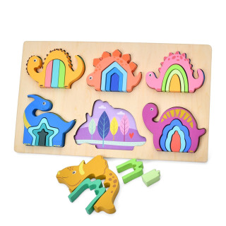 Деревянная игрушка Рамка-вкладыш "Динозавры" MD 0730(Dino)