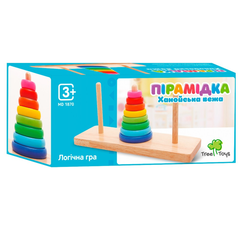 Дерев'яна іграшка Пірамідка MD 1870, 8 кілець - гурт(опт), дропшиппінг