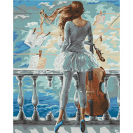 Картина по номерам "Музыкальная девочка" Brushme BS22303 40x50 см