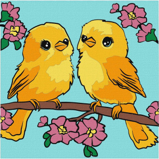 Картина по номерам "Радужные птички" ©art_selena_ua KHO1178, 25х25 см 