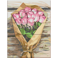Картина по номерам по дереву "Букет розовых роз" ASW151 30х40 см