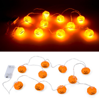 Декоративная гирлянда Тыква Halloween MK 5758 на батарейках, 160 см, тыквы 10 шт (4,5см)