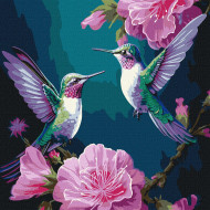 Картина по номерам "Сказочные птицы с красками металлик" KHO6582 40х40 см