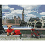 Алмазная мозаика "Мишка-путешественник в Лондоне" Brushme GF5440 40х50 см