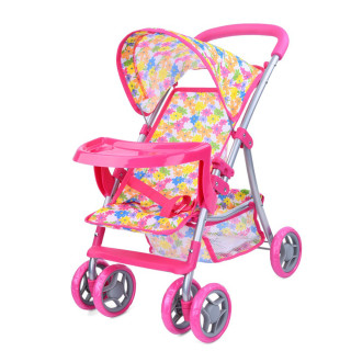 Дитяча коляска для ляльок 9304 BWT/025(Pink) прогулянкова, поворот, кошик                                           