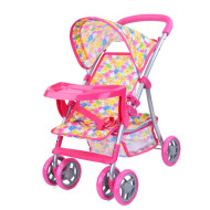Детская коляска для кукол 9304 BWT/025(Pink) прогулочная, поворот, корзинка                                           