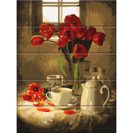 Картина по номерам по дереву "Красные тюльпаны" ASW152 30х40 см