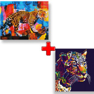 Набор картин по номерам 2 в 1 Идейка "Яркий леопард" 40х50 KHO4338 и "Ягуар поп-арт" 40х40 KHO4293