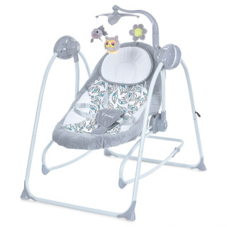 Качели детские ME 1076 Gray Mint Feathes 5-ти точечные ремни безопасности