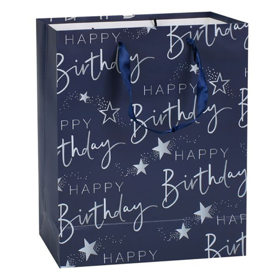 Пакет подарочный Happy Birthday MK 5947-M(Blue) размер 32х25х11 см опт, дропшиппинг