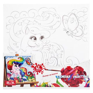 Роспись на холсте "Canvas Painting" Пони и бабочка PX-07-03 31х31см