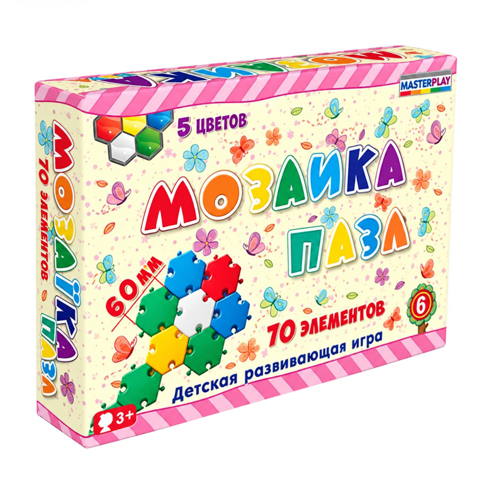 Детская мозаика-пазл №6 1-147, 70 деталей ?60мм опт, дропшиппинг