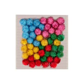 Декоративные помпоны с люрексом для творчества Pom-poms-15, d-1.5 см, 20 шт