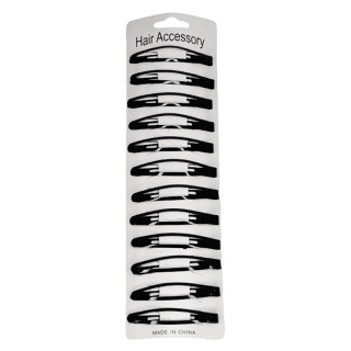 Затискач-хлопавка для волосся 1200-191 чорна 12 штук