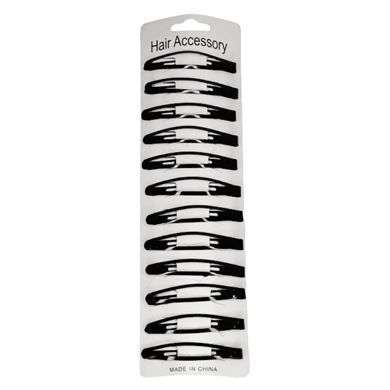 Затискач-хлопавка для волосся 1200-191 чорна 12 штук - гурт(опт), дропшиппінг 